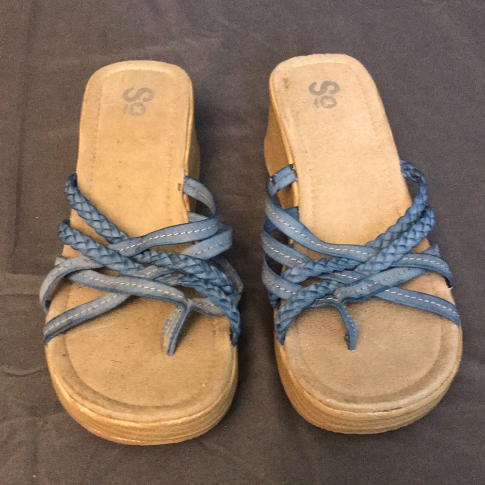 SO Blue Wedge Sandals